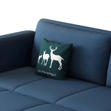 Blue Cotton Blend Pillow Back Sofa Bed with Slipcover Image - 7