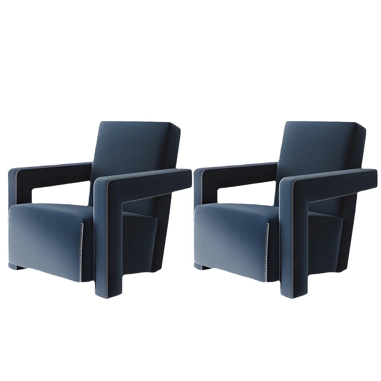Blue Cotton Fabric Fixed Back Reclining Lounge Chair Image - 10