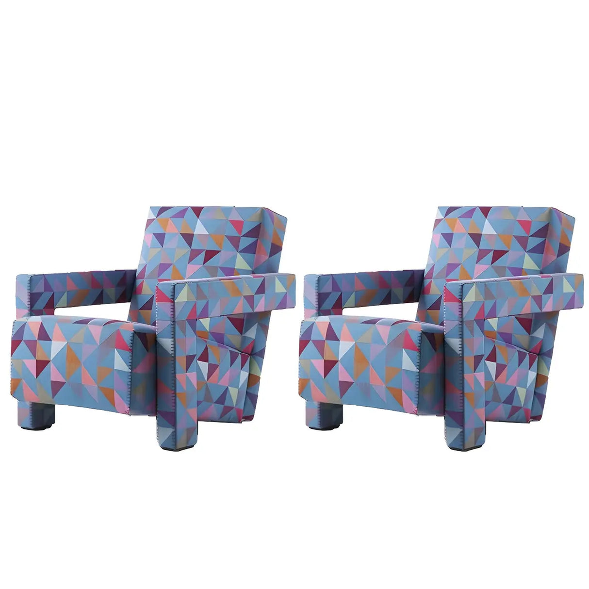 Blue Cotton Fabric Fixed Back Reclining Lounge Chair Image - 12