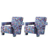 Blue Cotton Fabric Fixed Back Reclining Lounge Chair Image - 12