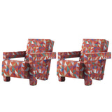 Blue Cotton Fabric Fixed Back Reclining Lounge Chair Image - 13