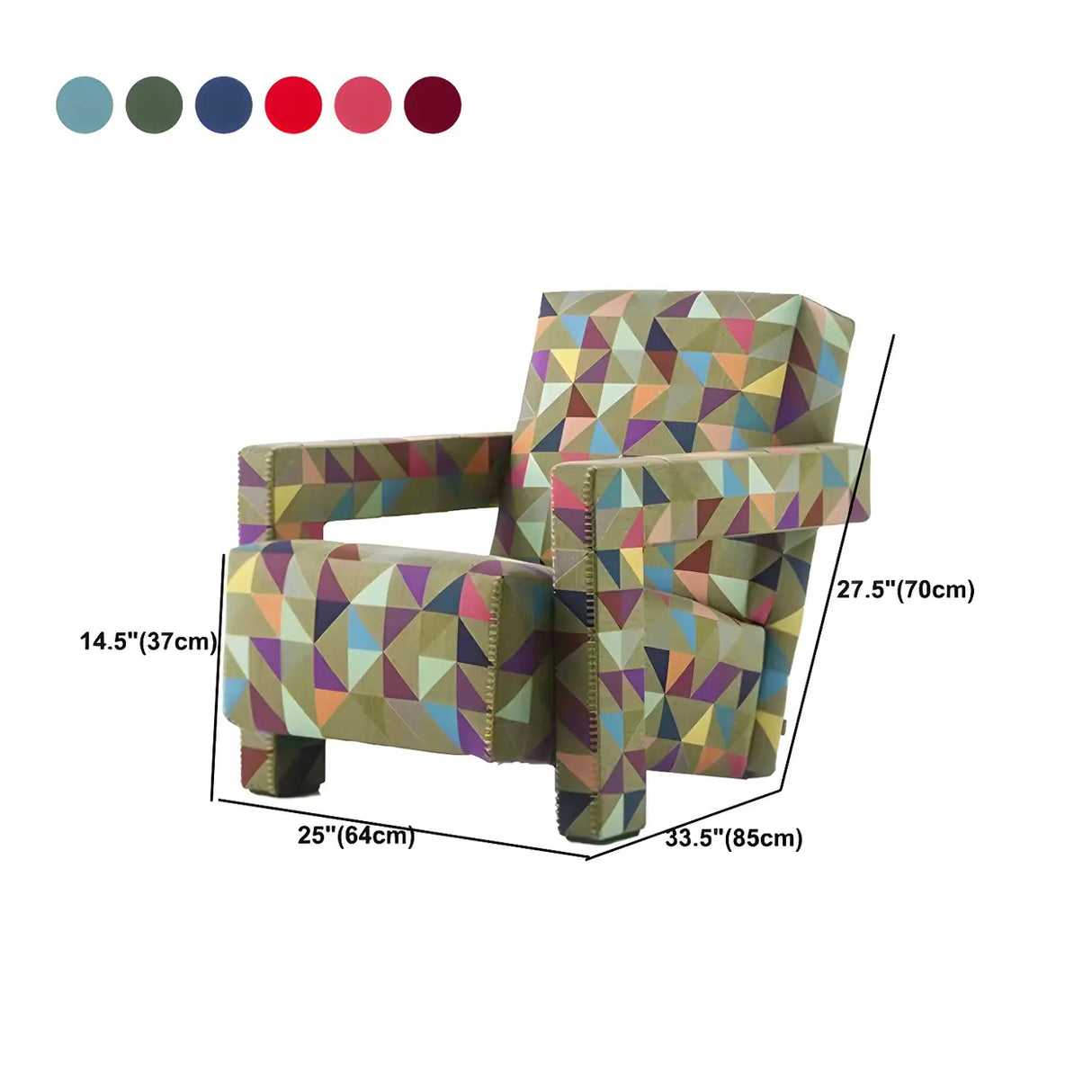 Blue Cotton Fabric Fixed Back Reclining Lounge Chair 