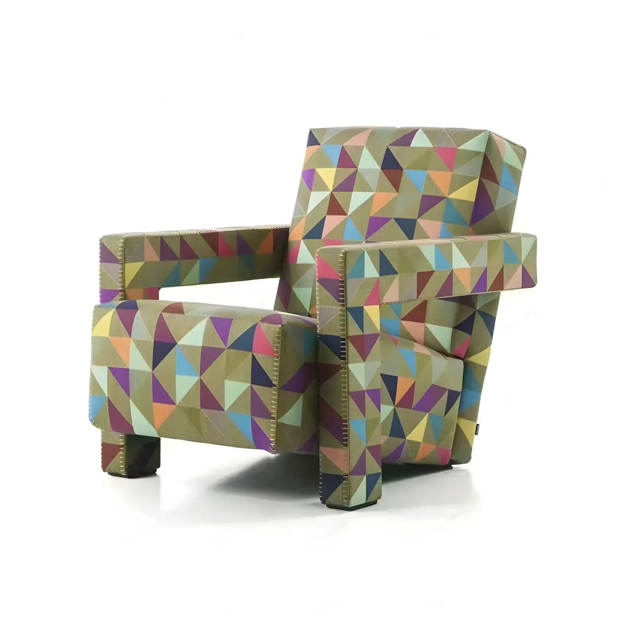Blue Cotton Fabric Fixed Back Reclining Lounge Chair Image - 2