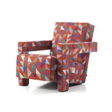 Blue Cotton Fabric Fixed Back Reclining Lounge Chair Image - 5