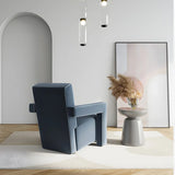 Blue Cotton Fabric Fixed Back Reclining Lounge Chair Image - 6