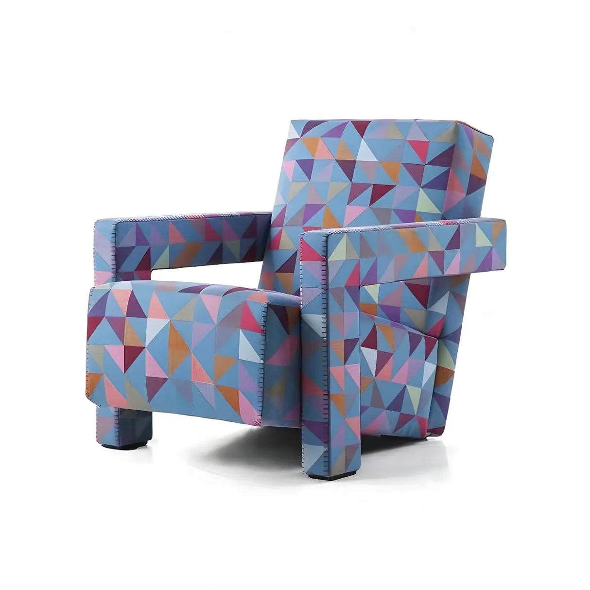 Blue Cotton Fabric Fixed Back Reclining Lounge Chair Image - 7