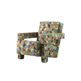 Blue Cotton Fabric Fixed Back Reclining Lounge Chair Image - 9