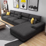 Blue Cotton Linen L-Shape Sectional Right Recliner Image - 7