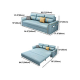 Blue Faux Leather Flared Arm Storage Sleeper Sofa #size
