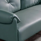 Blue Faux Leather Wooden Frame Reception Sofa Set Image - 12