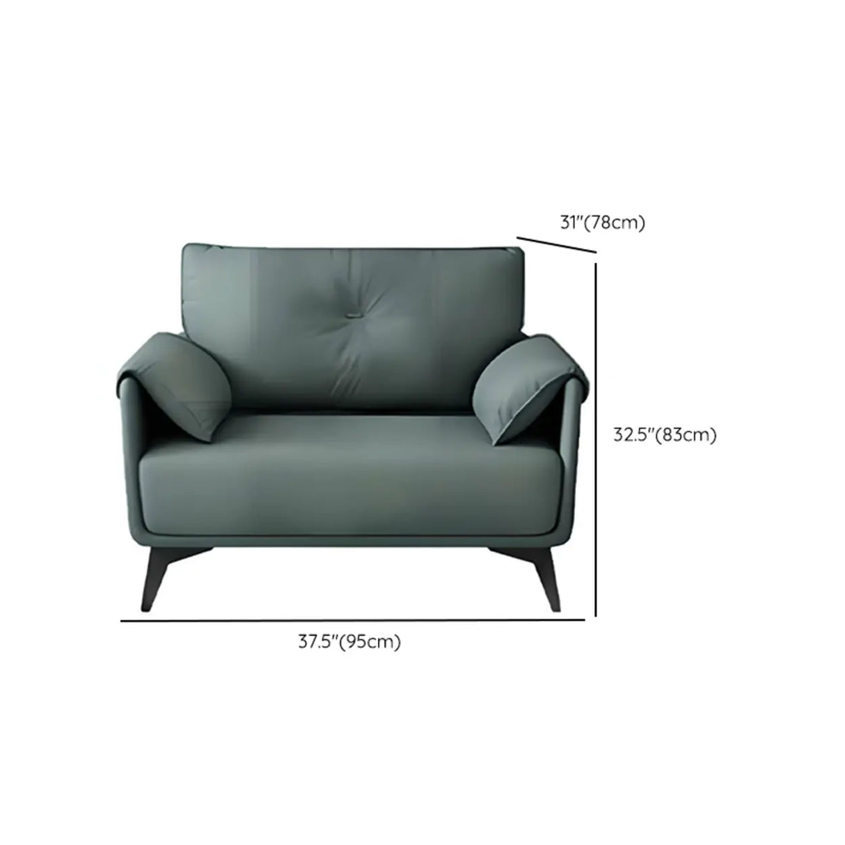Blue Faux Leather Wooden Frame Reception Sofa Set 