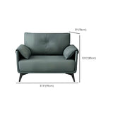 Blue Faux Leather Wooden Frame Reception Sofa Set #size