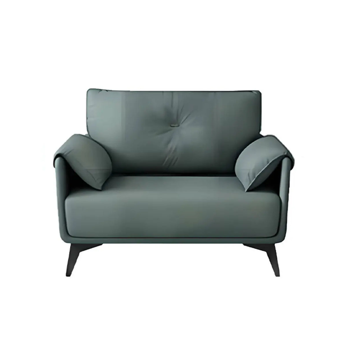 Blue Faux Leather Wooden Frame Reception Sofa Set Image - 2