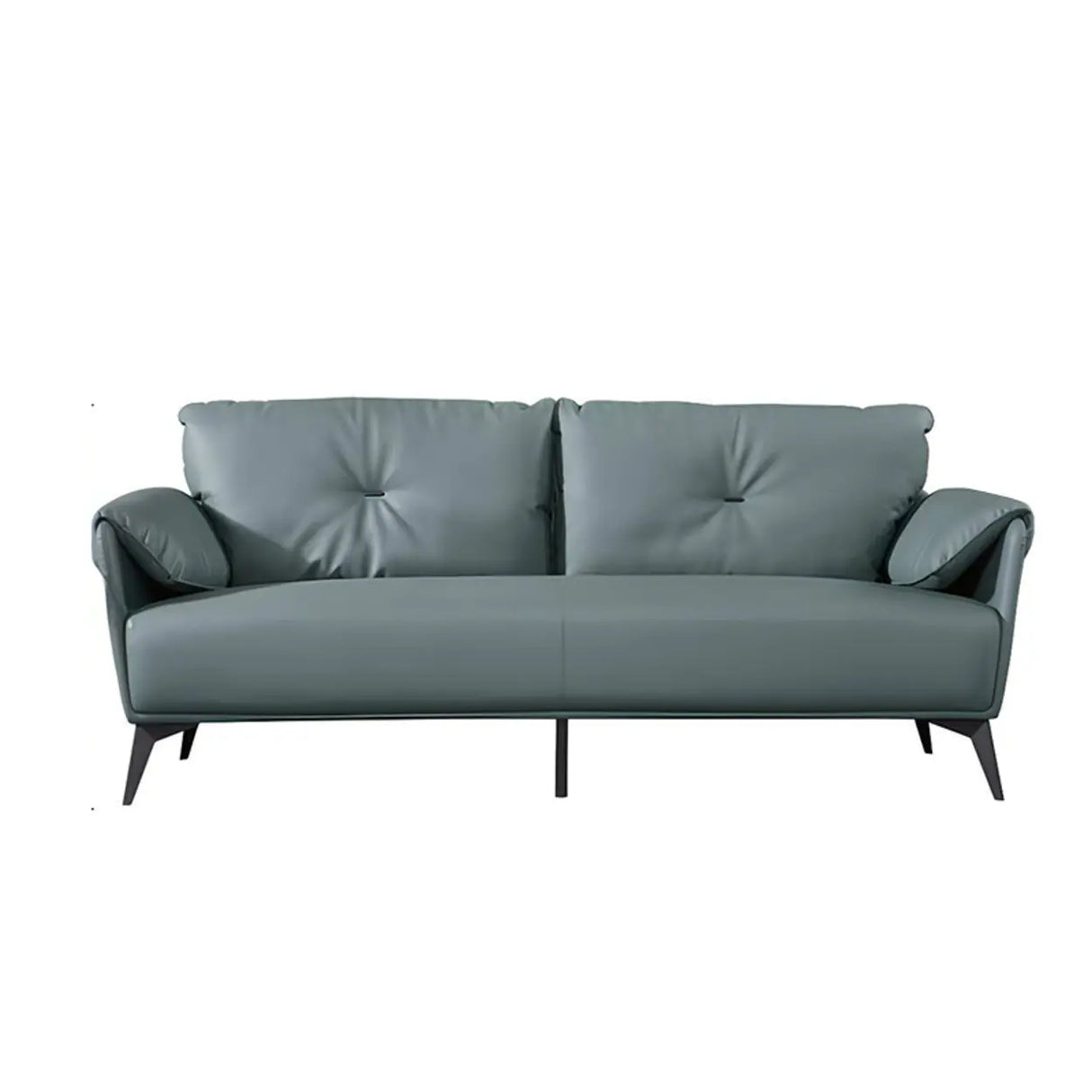 Blue Faux Leather Wooden Frame Reception Sofa Set Image - 3