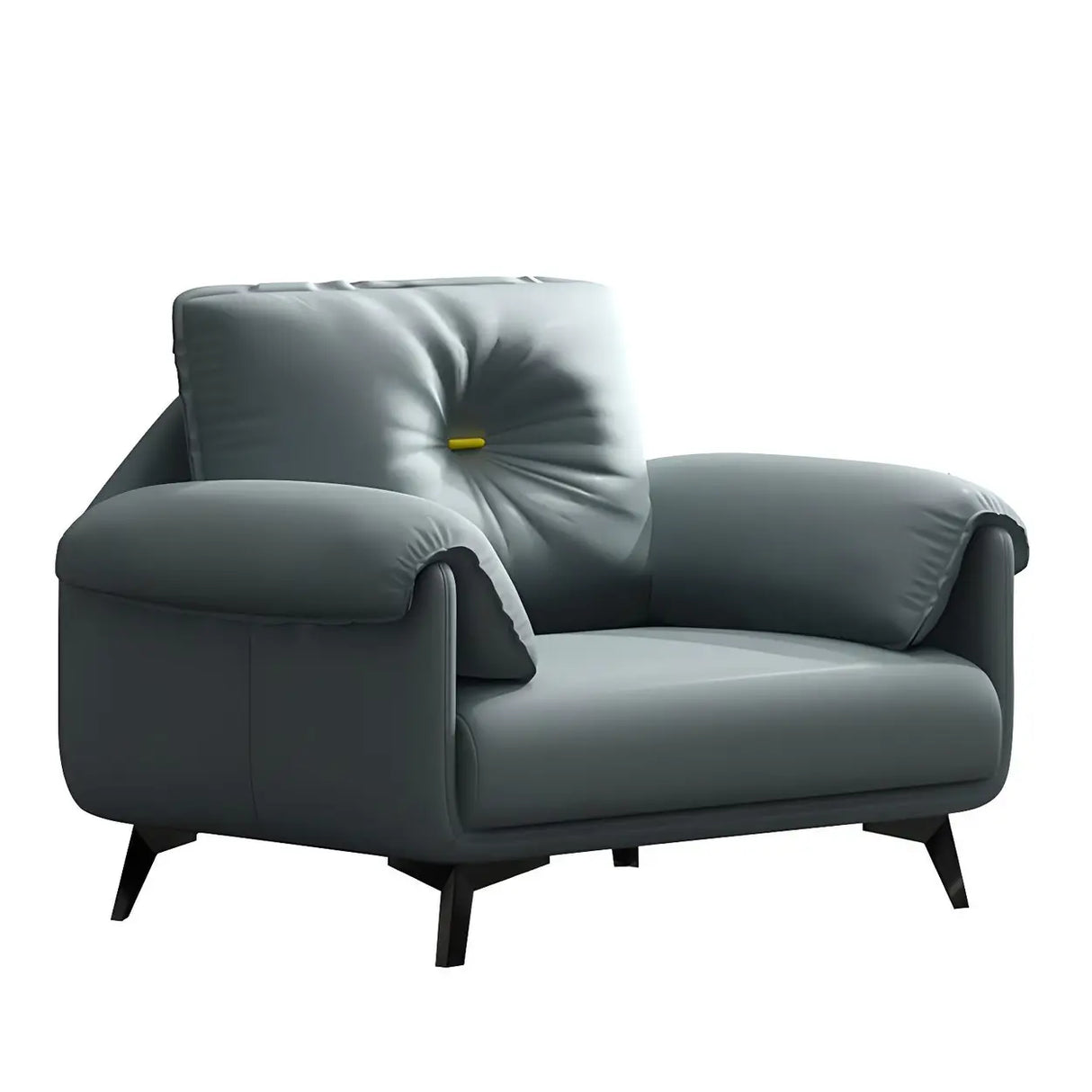Blue Faux Leather Wooden Frame Reception Sofa Set Image - 8
