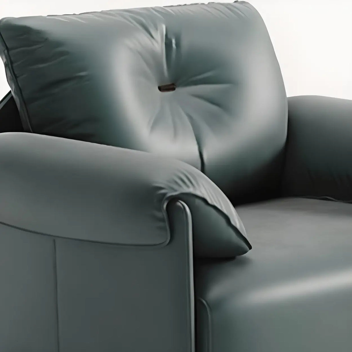 Blue Faux Leather Wooden Frame Reception Sofa Set Image - 9