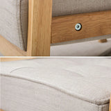 Blue Fine Linen Tufted Back Natural Wood Leg Sofa Image - 5