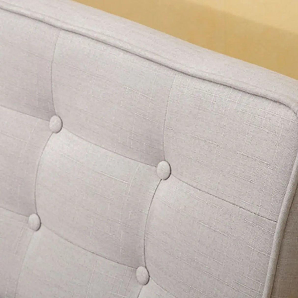 Blue Fine Linen Tufted Back Natural Wood Leg Sofa Image - 6
