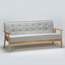 Blue Fine Linen Tufted Back Natural Wood Leg Sofa Image - 9