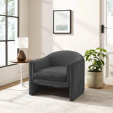 Blue Flannel Removable Cushions Fixed Back Arm Chair Image - 10