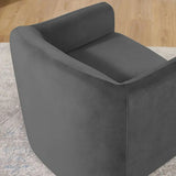 Blue Flannel Removable Cushions Fixed Back Arm Chair Image - 11