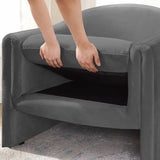 Blue Flannel Removable Cushions Fixed Back Arm Chair Image - 12