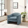 Blue Flannel Removable Cushions Fixed Back Arm Chair Image - 5
