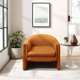Blue Flannel Removable Cushions Fixed Back Arm Chair Image - 6