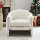 Blue Flannel Removable Cushions Fixed Back Arm Chair Image - 8