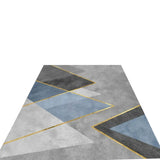  Blue-Gold Kitchen Geometric Cotton Blend Area Rug Image - 10