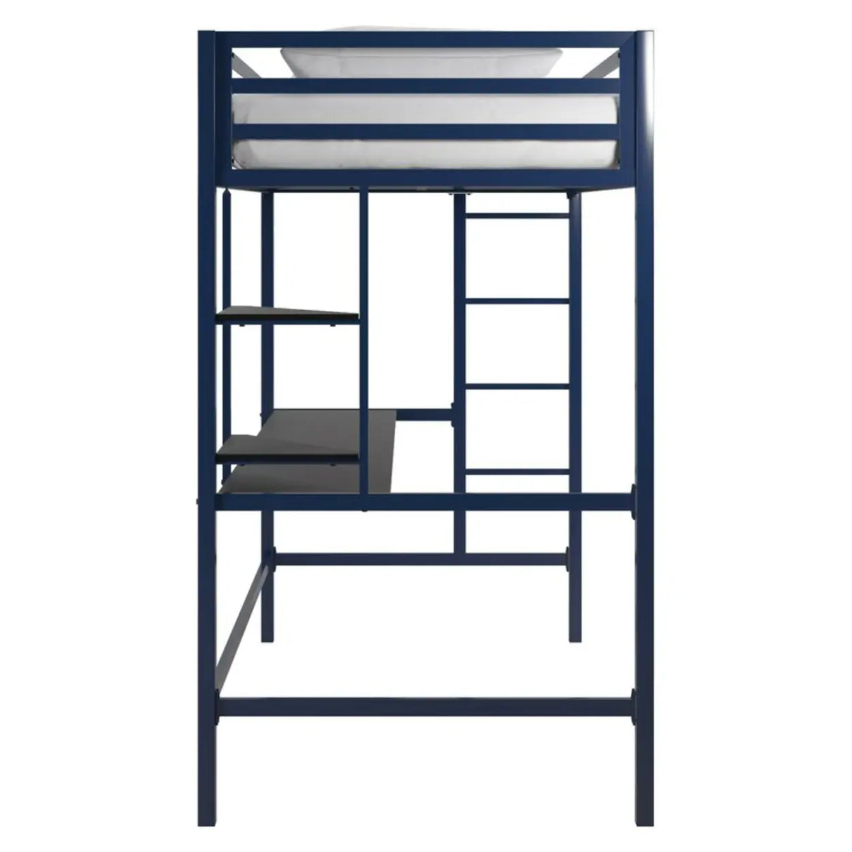 Blue Guardrail Twin Alloy Bunk Bed with Desk and Stairs Image - 10