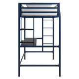 Blue Guardrail Twin Alloy Bunk Bed with Desk and Stairs Image - 10