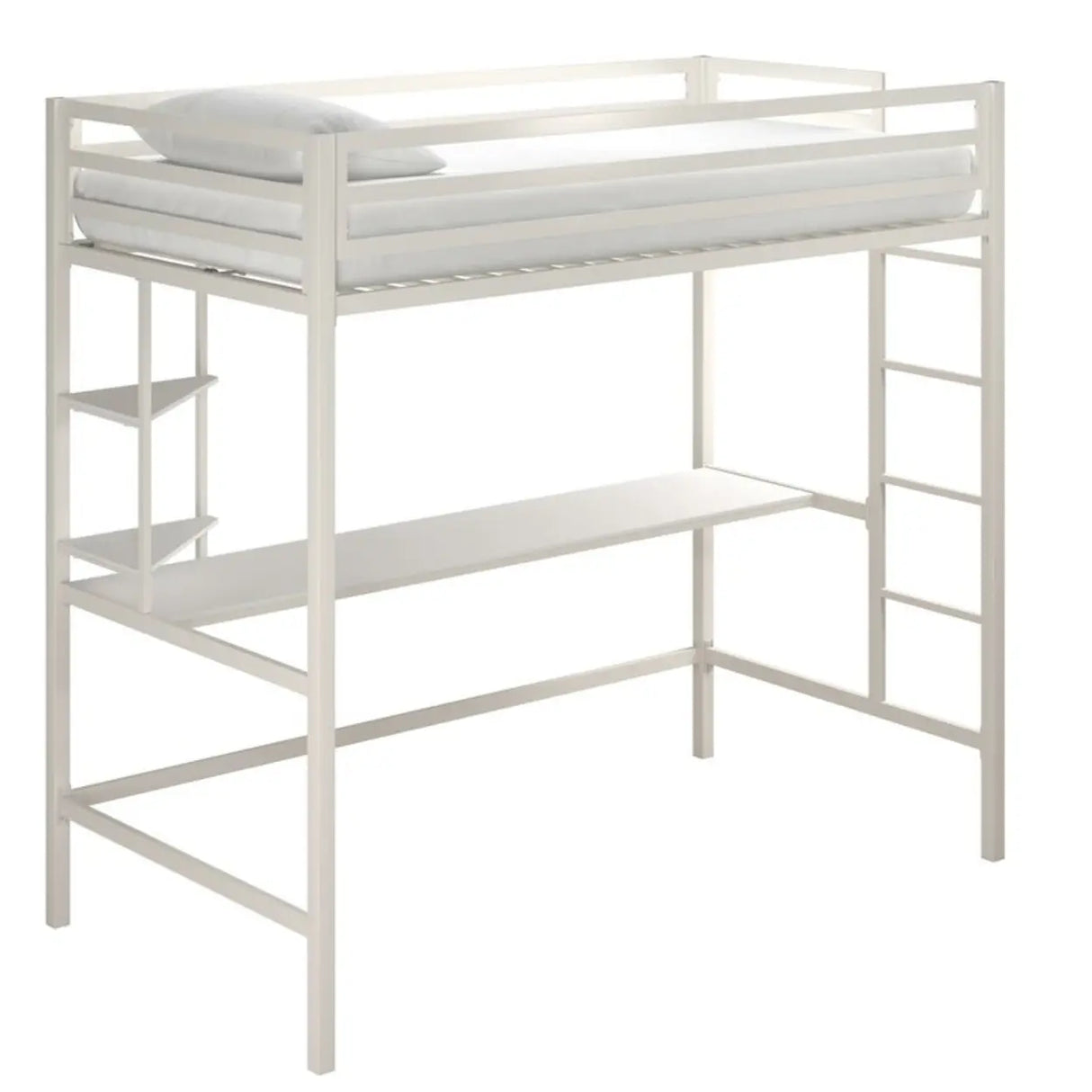 Blue Guardrail Twin Alloy Bunk Bed with Desk and Stairs Image - 11