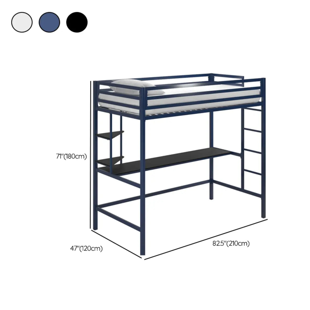 Blue Guardrail Twin Alloy Bunk Bed with Desk and Stairs Image - 16