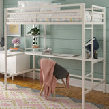Blue Guardrail Twin Alloy Bunk Bed with Desk and Stairs Image - 5