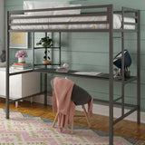 Blue Guardrail Twin Alloy Bunk Bed with Desk and Stairs Image - 6