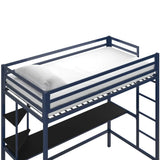 Blue Guardrail Twin Alloy Bunk Bed with Desk and Stairs Image - 9