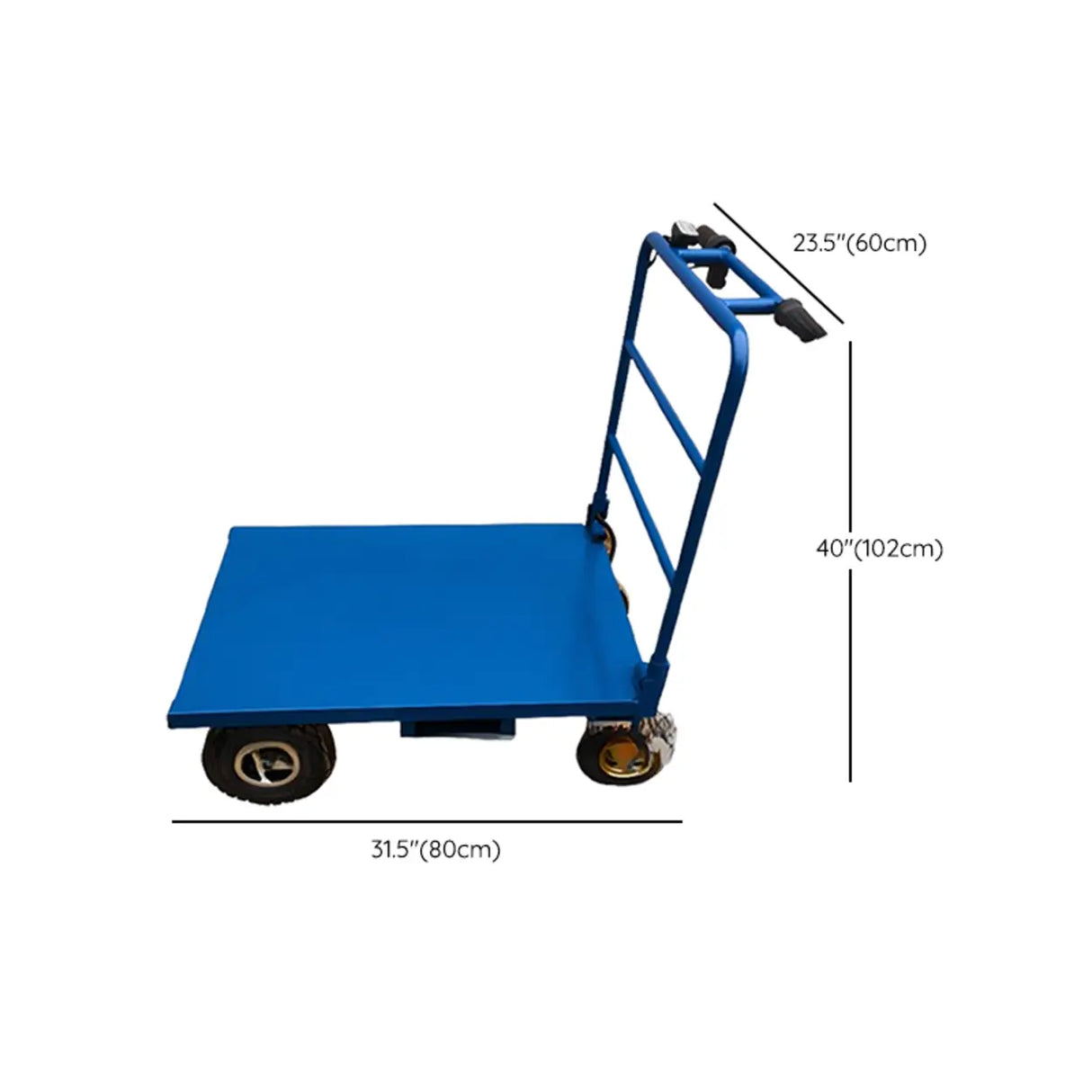 Blue Metal Flatbed Utility Cart with Four Casters 