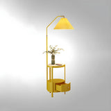 Blue Modern Cone Fabric Floor Lamp with Side Table Image - 10
