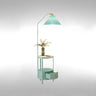 Blue Modern Cone Fabric Floor Lamp with Side Table Image - 8