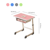 Blue Rectangle Kids Study Desk Chair Set with Storage Image - 15