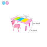 Blue Rectangular Toddler Building Block Table Chair Set #size