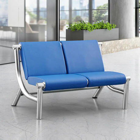 Blue Scratch Resistant Faux Leather 2-Seat Beam Seating Image - 1