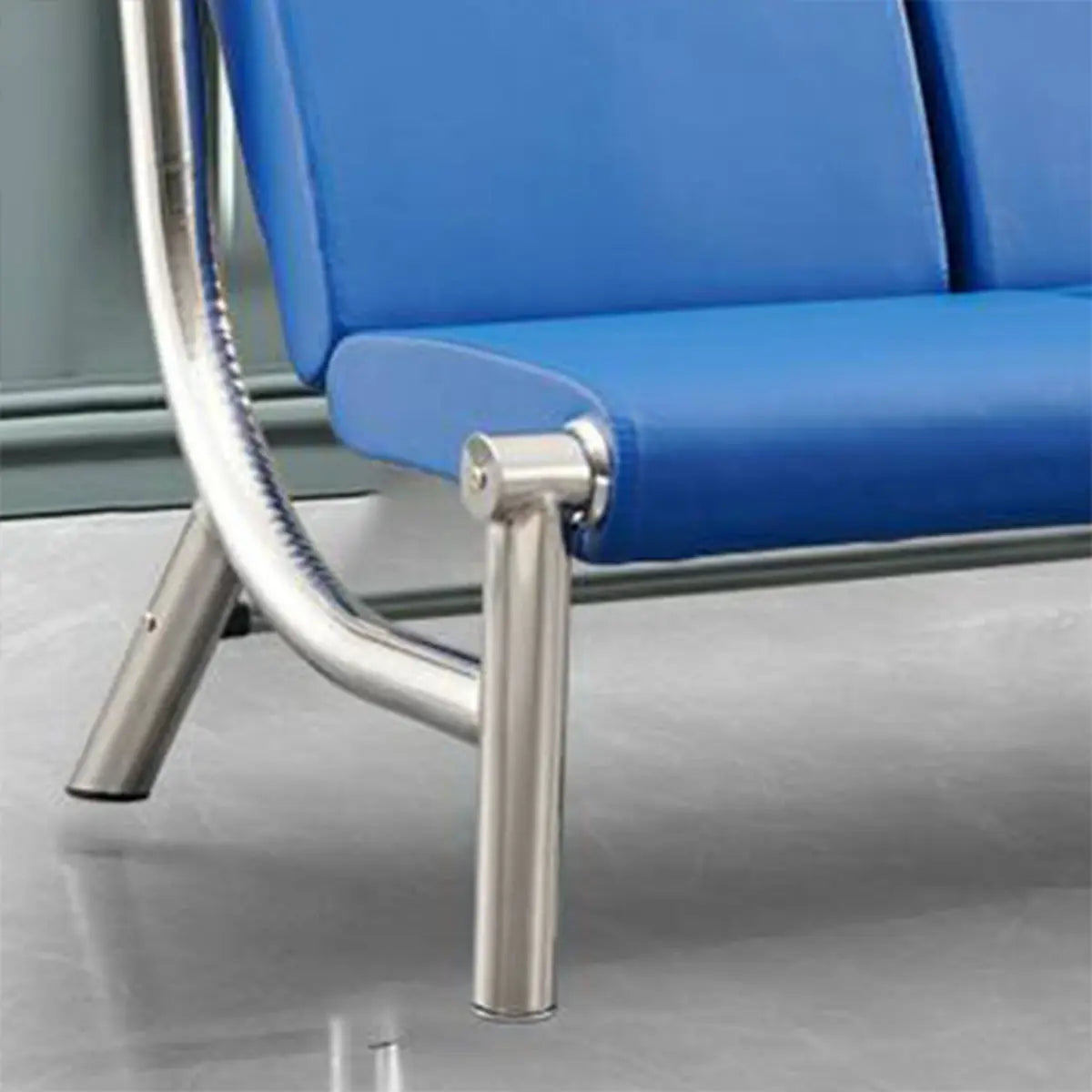 Blue Scratch Resistant Faux Leather 2-Seat Beam Seating Image - 12
