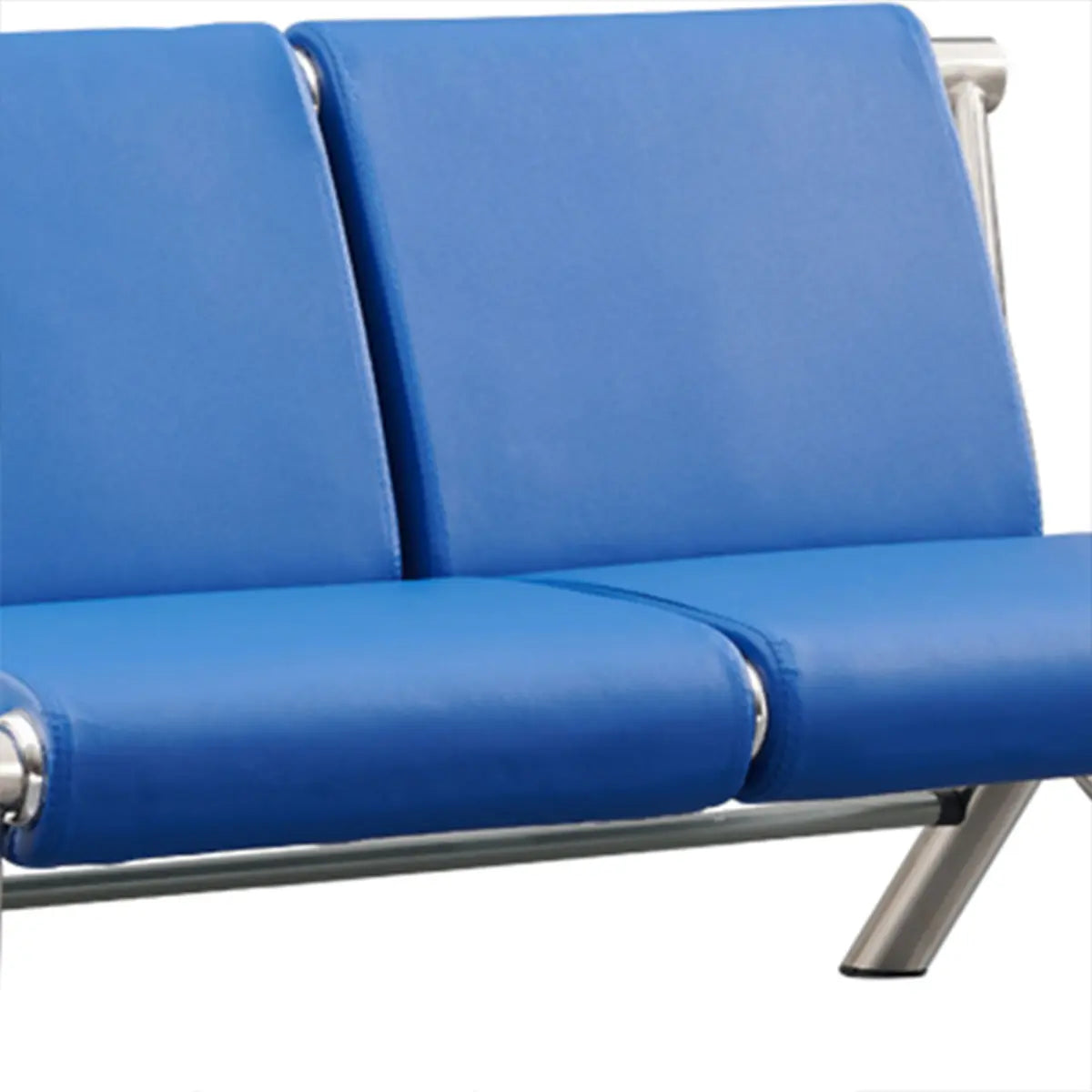 Blue Scratch Resistant Faux Leather 2-Seat Beam Seating Image - 15