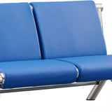 Blue Scratch Resistant Faux Leather 2-Seat Beam Seating Image - 15