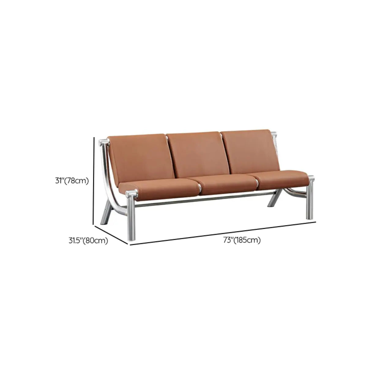 Blue Scratch Resistant Faux Leather 2-Seat Beam Seating Image - 19