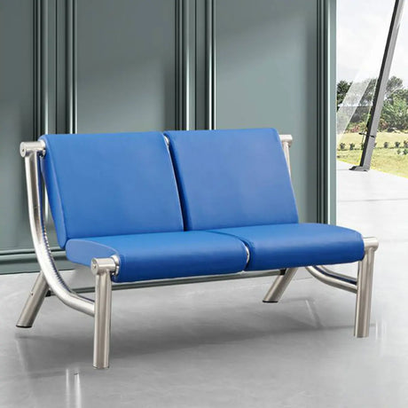 Blue Scratch Resistant Faux Leather 2-Seat Beam Seating Image - 2