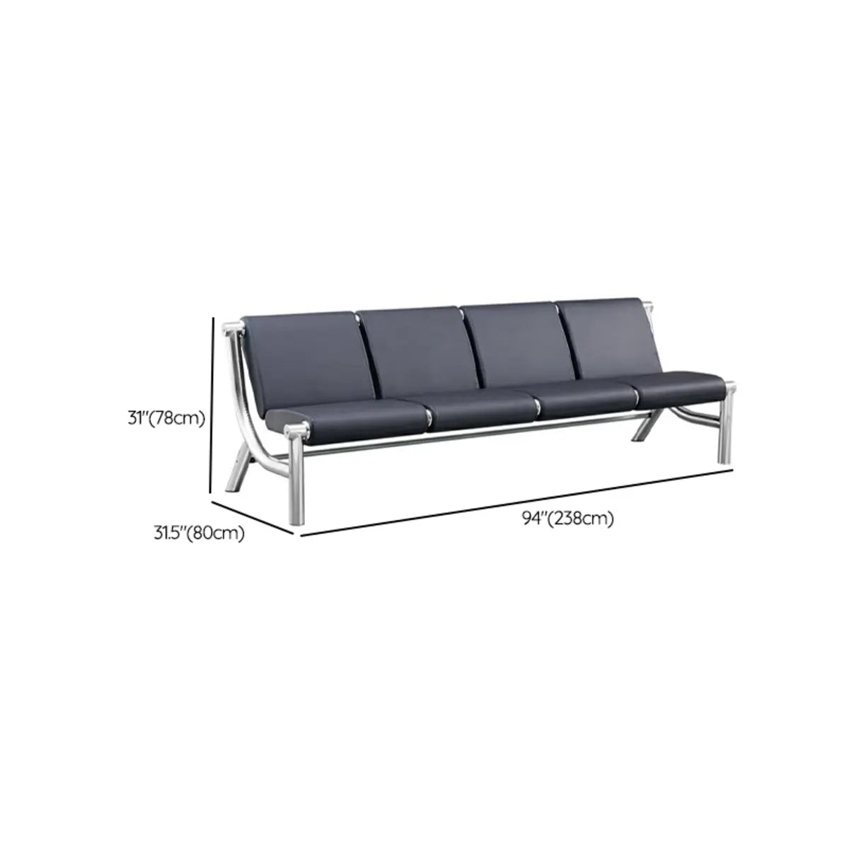 Blue Scratch Resistant Faux Leather 2-Seat Beam Seating Image - 20