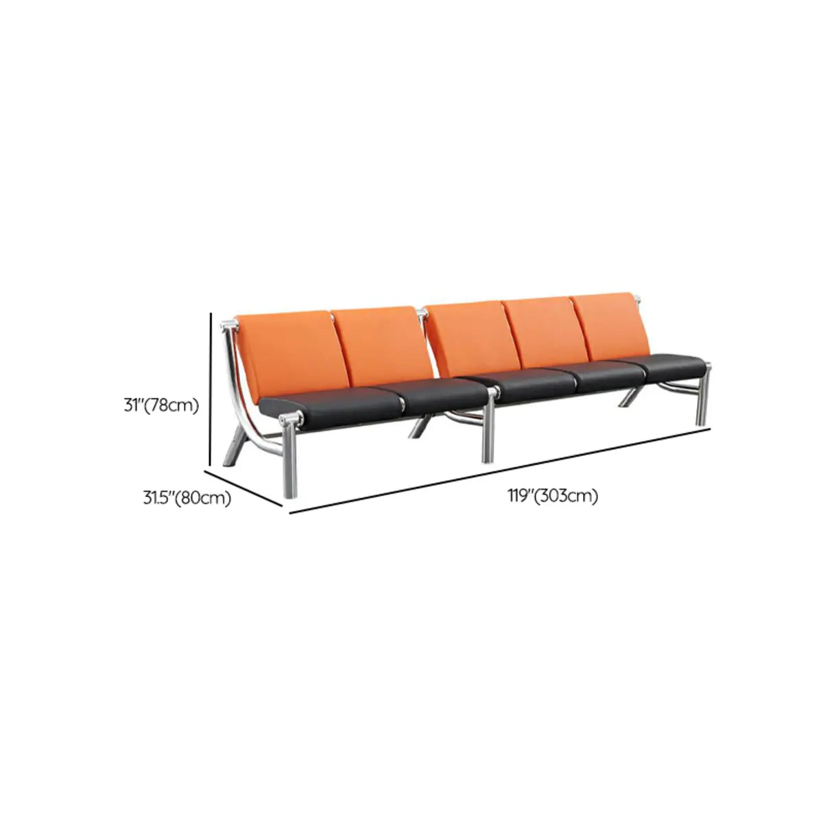 Blue Scratch Resistant Faux Leather 2-Seat Beam Seating Image - 21